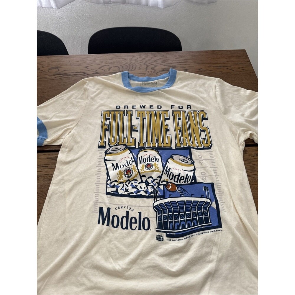 NEW!  MODELO CERVEZA "BREWED FOR FULL-TIME FANS" SZ L COTTON BLEND T-SHIRT!